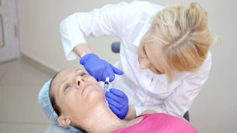 Female patient receiving Botox injections