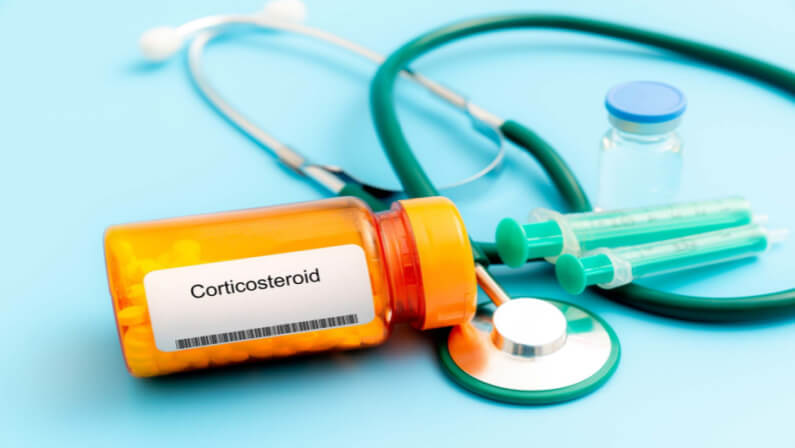 A bottle of Corticosteroids tablets